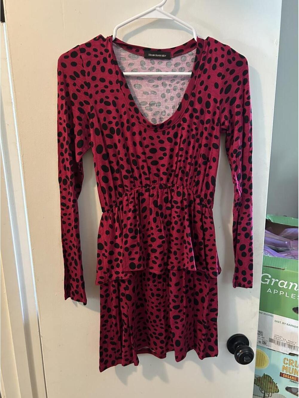 Hourglass Lily red with black leopard print dress size S